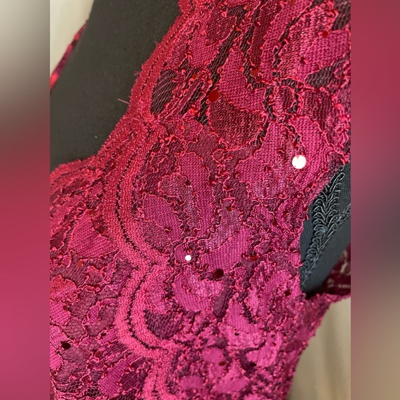 NWT Connected Apparel Burgundy Lace Midi Dress - Picture 9 of 13